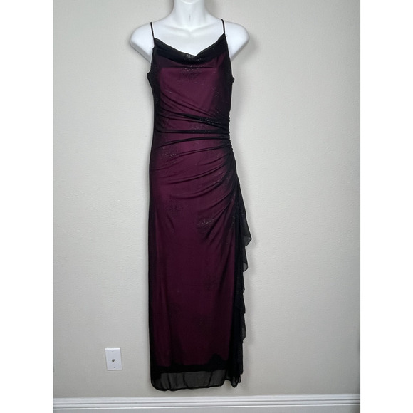 City‎ Triangle Y2K Whimsigoth Fairygore Dress S Black Beaded Pink Lining Floral - Picture 1 of 8